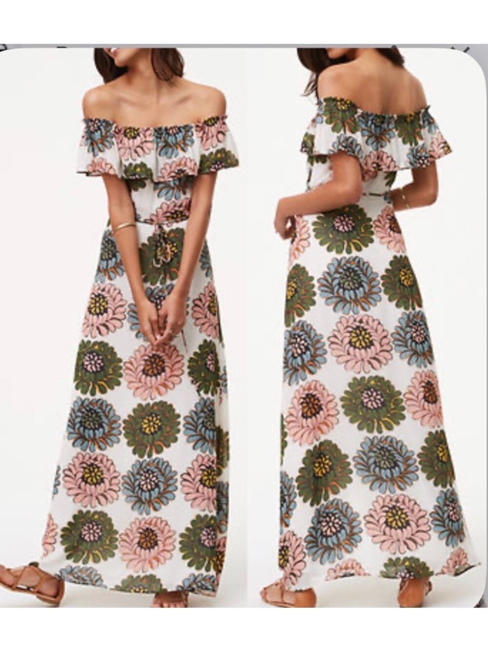 Ann Taylor Loft Women's Floral Off-The-Shoulder Maxi Dress Size 4